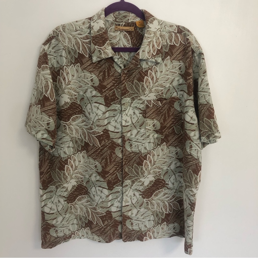 THE HAVANERA Co. Men’s Brown/Grey Floral Short Sleeve Casual Shirt Size. Xl